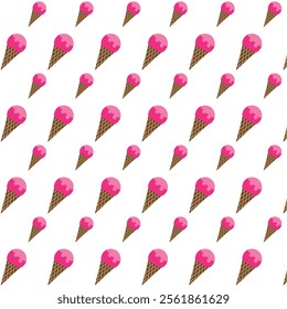 Seamless Ice - cream pattern on white background