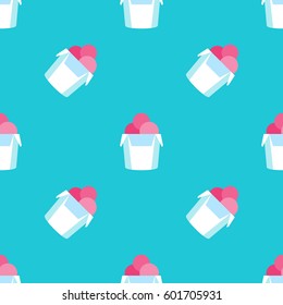 Seamless ice cream pattern on blue background texture