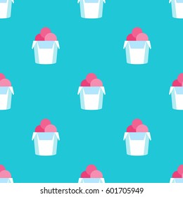 Seamless ice cream pattern on blue background texture