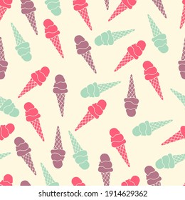 patrón impecable con helado en colores pastel