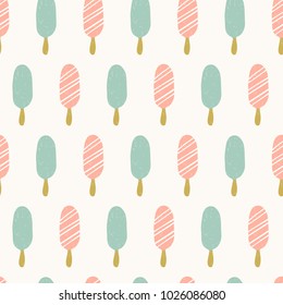 Seamless ice cream pattern. Summer background