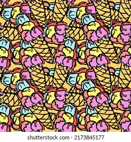 seamless ice cream pattern. vector doodle illustration with ice cream icon. pattern with ice cream