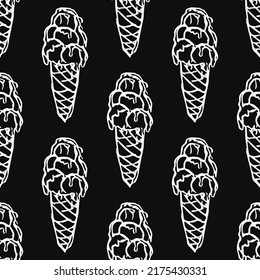 seamless ice cream pattern. vector doodle illustration with ice cream icon. pattern with ice cream