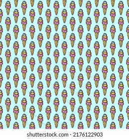 seamless ice cream pattern. vector doodle illustration with ice cream icon. pattern with ice cream