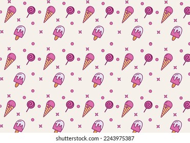 Seamless ice cream pattern. Vector design for paper, covers, fabrics, interior decoration and other users