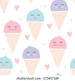 seamless ice cream pattern vector illustration