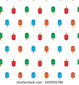Seamless Ice Cream Pattern with white background and Colourful.