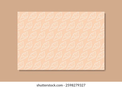Seamless ice cream pattern in white outline style on a light brown background