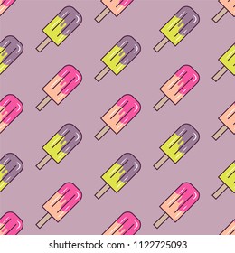 Seamless ice-cream pattern. Food repeat elements 