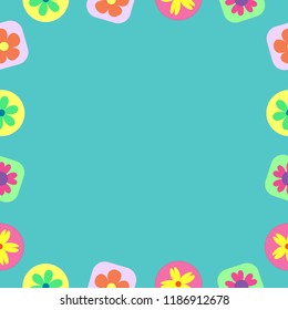 Seamless  icon flower frame vector on green background with copy space
