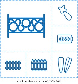 Seamless icon. set of 6 seamless outline icons such as fence, hair barrette