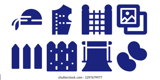  seamless icon set. 8 filled seamless icons. Simple modern icons about  - Fence, Pirate scarf, Pattern design, Background, Jelly beans