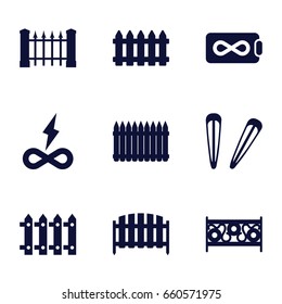 Seamless icons set. set of 9 seamless filled icons such as fence, hair barrette