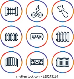 Seamless icons set. set of 9 seamless outline icons such as fence, hair barrette