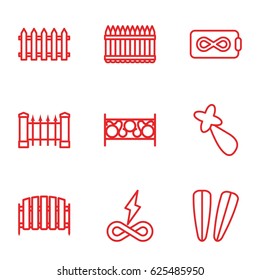 Seamless icons set. set of 9 seamless outline icons such as fence, hair barrette