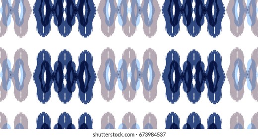 Seamless Ikat brush ornament. Artistic backdrop for fabric, wallpaper, wrapping, apparel design, hand made card, scrapbook, poster, placard, brochure, invitation. Vector