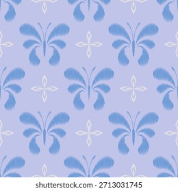 Seamless ikat butterfly pattern featuring soft woven-style butterfly motifs in a pastel ikat-inspired textile design pastel ikat textile