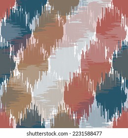 Nahtloses ethnisches Muster der Ikat. Abstrakter strukturierter Hintergrund. Stoffteppich-Ornament native textilen Tapete Vektorgrafik Design.
