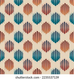 Seamless Ikat ethnic pattern. Abstract textured background in tribal, folk embroidery and Mexican style. fabric carpet ornament native textile wallpaper vector illustration design.

