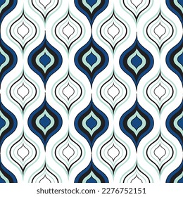 Seamless Ikat ethnic pattern. Abstract textured background in blue tone, Aztec chevron art and Mexican style. fabric carpet ornament native textile wallpaper vector illustration design.
