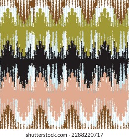 Seamless Ikat ethnic pattern. Abstract textured background in tribal,folk embroidery, Aztec chevron art and Mexican style.fabric carpet ornament native textile wallpaper vector illustration design.
