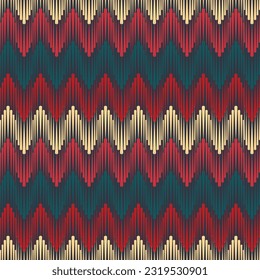 Seamless Ikat ethnic pattern. Abstract textured background in tribal,folk embroidery, Aztec chevron art and Mexican style.fabric carpet ornament native textile wallpaper vector design.

