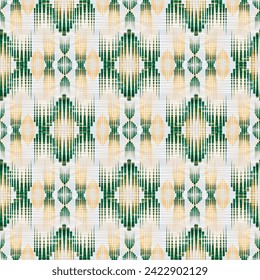 Seamless Ikat ethnic pattern. Abstract textured background in tribal,folk embroidery, Aztec chevron art and Mexican style.fabric carpet ornament native textile wallpaper vector illustration design.