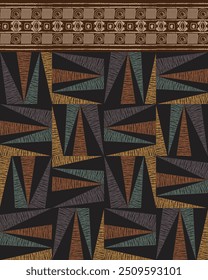 Seamless Ikat ethnic pattern. Abstract textured background in tribal,folk embroidery, Aztec chevron art and Mexican style.fabric carpet ornament native textile wallpaper vector illustration design.
