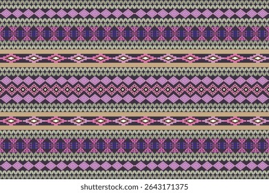 Seamless Ikat ethnic patterns in horizontal stripes, perfect for textile, fashion design, fabric printing, and home decor. Inspired by traditional weaving with modern color twist Ideal for background