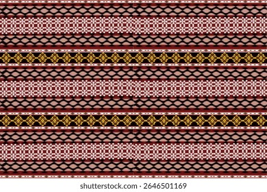Seamless Ikat ethnic patterns in horizontal stripes, perfect for textile, fashion design, fabric printing, and home decor. Inspired by traditional weaving with modern color twist Ideal for background