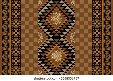 Padrões étnicos Ikat sem costura em listras horizontais, perfeito para têxtil, design de moda, impressão de tecido e decoração de casa. Inspirado pela tecelagem tradicional com torção de cor moderna Ideal para o fundo