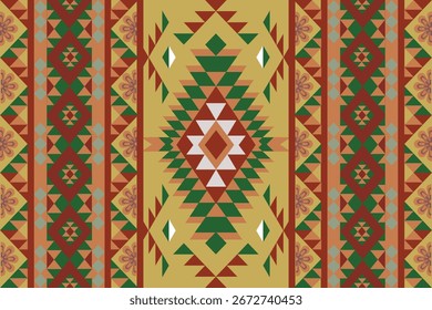 Seamless Ikat ethnic patterns in horizontal stripes, perfect for textile, fashion design, fabric printing, and home decor. Inspired by traditional weaving with modern color twist Ideal for background