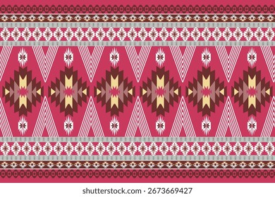Seamless Ikat ethnic patterns in horizontal stripes, perfect for textile, fashion design, fabric printing, and home decor. Inspired by traditional weaving with modern color twist Ideal for background
