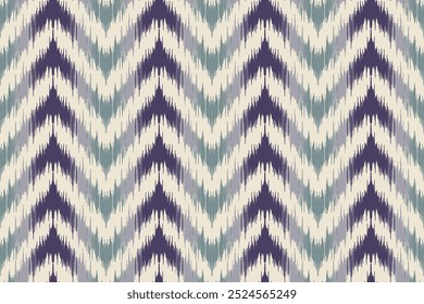 Nahtloses Ikat-Stoffmuster mit geometrischen ethnischen Stammesmotiven, perfekt für Tapeten, böhmische Kunst und traditionelle abstrakte Hintergründe.