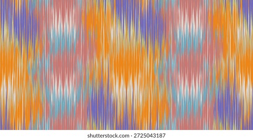 Seamless Ikat fabric pattern with tribal geometric patterns. Traditional abstract zigzag art on woven fabric. colorful tone background. Suitable for wallpaper, textile design and digital backgrounds