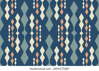 Seamless Ikat floral pattern on blue background vector illustration.Ikat ethnic oriental embroidery.Aztec style,abstract background.design for texture,fabric,clothing,wrapping paper,decoration,print.