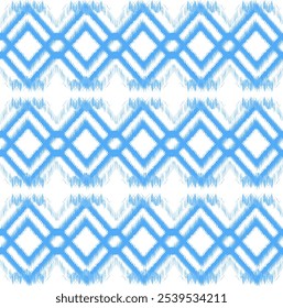 Seamless ikat geometric retro pattern. Repeated retro ethnic texture background