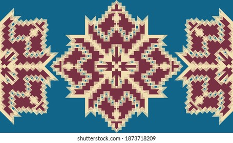 Seamless ikat geometrical border pattern with background