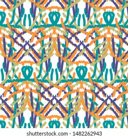 Seamless Ikat Ogee Background Pattern Wallpaper