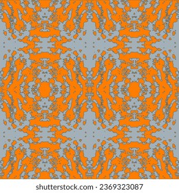 seamless ikat paisley pattern on black background orange background.Aztec style,abstract,vector,illustration.