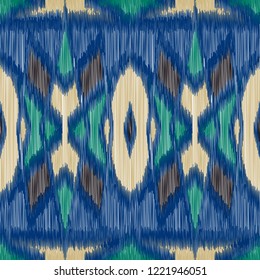 Seamless Ikat Pattern. Abstract  background for textile design, wallpaper, surface textures, wrapping paper.