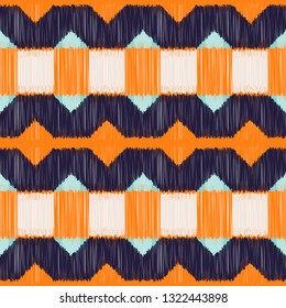 Seamless Ikat Pattern. Abstract  background for textile design, wallpaper, surface textures, wrapping paper.