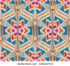 Seamless Ikat Pattern. Abstract  background for textile design, wallpaper, surface textures, wrapping paper.