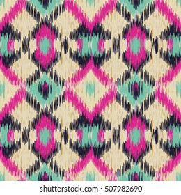 Seamless Ikat Pattern. Abstract  background for textile design, wallpaper, surface textures, wrapping paper.