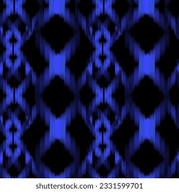 Seamless Ikat Pattern. Abstract black and white background for textile design, wallpaper, surface textures. ATLAS ADRAS ABAYAS