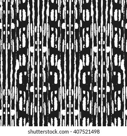 Seamless  Ikat Pattern. Abstract black and white background for textile design, wallpaper, surface textures