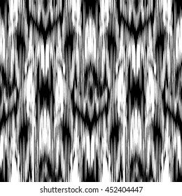 Seamless Ikat Pattern. Abstract black and white background for textile design, wallpaper, surface textures