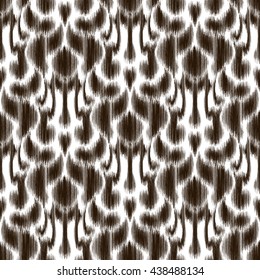 Seamless Ikat Pattern. Black and white background for textile design, wallpaper, surface textures, pattern fills, wrapping paper.