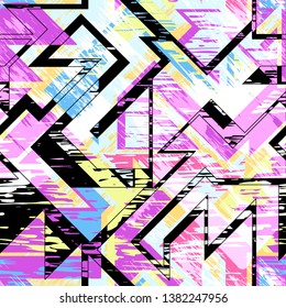 Seamless Ikat Pattern with bright multicolor spots. Abstract background for textile design, wallpaper, surface textures, wrapping paper.
