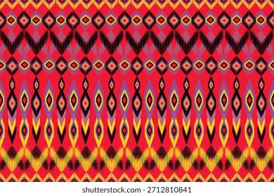Seamless Ikat Pattern concept colorful. Weaving seamless pattern Ikat style. Design for fashion texture, fabric, clothing, wrapping, carpet, wallpaper, retro, moroccan style, print ethnic Ikat